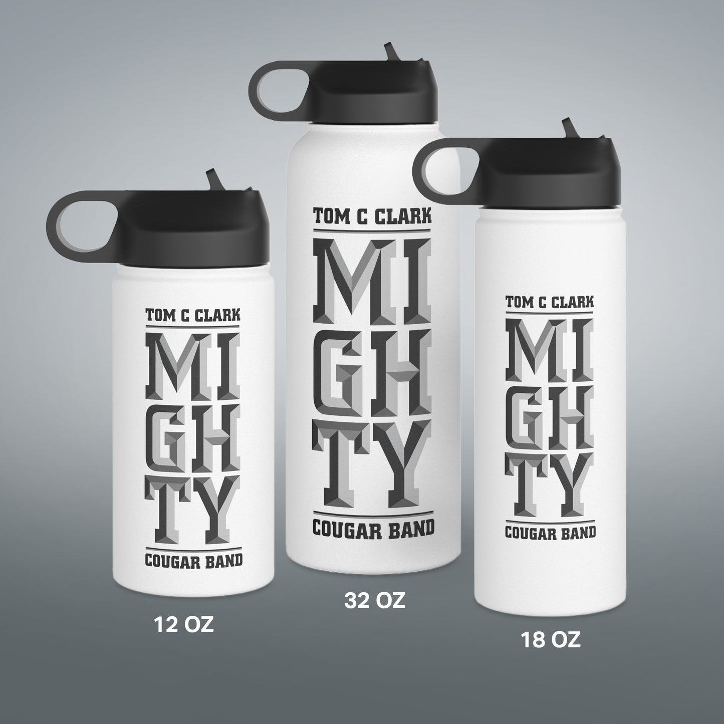 Mighty Cougar Band 3D - Stainless Steel Water Bottle (3 Sizes)